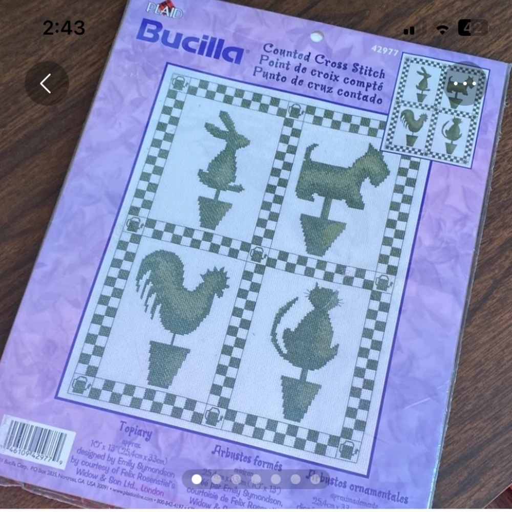BUCILLA Sealed Counted Cross Stitch Kit Topiary 42977